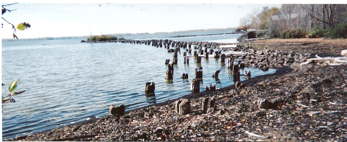 Remains of trestle bridge